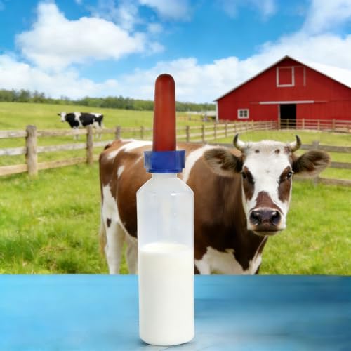 500ml Milchflaschen, Aufzuchtflasche, Haustier Stillflasche, PE-Material mit Silikonnippel, klare Skala, verschleißfest und bissfest, für die tägliche Fütterung von Kälbern, Lämmern, Welpen, Katzen