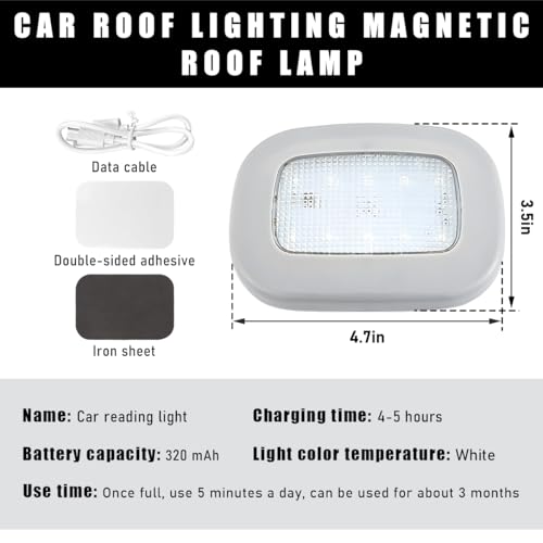 Lámpara de cúpula magnética para auto, luz LED recargable USB miniatura 2
