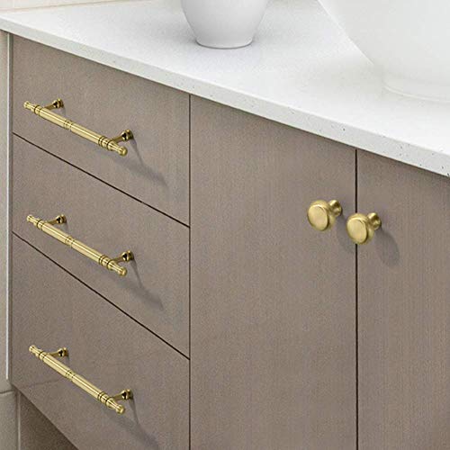WYNWJ Zieht Griffe Griff, Vintage Schrank Gold Küchenschrank T Bar Reines Kupfer Möbel Türgriff Schrank Knöpfe Möbel Schubladengriffe/Hole Distance:128Mm - Image 7