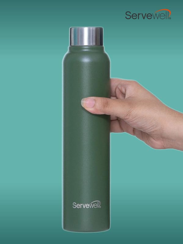 Image of Servewell 1 pc Sleek - SS Single Wall Bottle 600 ml - Military Green