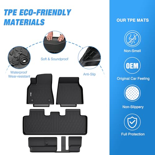 Image of Nilight Floor Mats for Tesla Model Y 7 Seat 2020 2021 2022 2023 2024 2025 | All Weather Custom Fit Heavy Duty Floor Liners