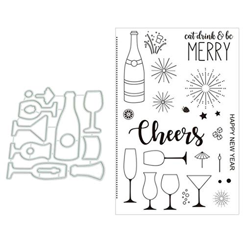 Wine Glass Silikonstempel Mit Stanzschablone Clear Stamps Silikonstempel - Prägung Stempel - DIY Dekoration Stanzen - Stempel Silikon - DIY Stamp - Stempel Prägung Cover