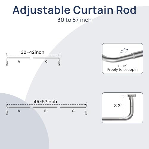 Image of ENJOYBASICS 28-48 inch Wrap Around Curtain Rod, Quick Curtain Change, Silver | Blackout Curtain Rod, Maximum Block Light for Sleep, Flexibly Adjustable Length to Fit Any Room, No Sagging, Easy to Install