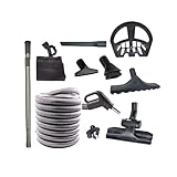 Wessel-Werk Zentrales Vakuumschlauch-Set mit Boden- und Haushaltsaufsätzen für Zentralstaubsauger, schlagfester Schlauch mit An-/Aus-Schaltersteuerung und 32 mm Zentralstaubsauger-Zubehör (9 m