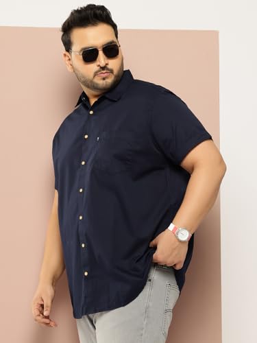 Image of Thomas Scott Men's Premium Slim Fit Casual Shirt | 100% Cotton Twill | Short Sleeves | Spread Collar | Solid Smart Casual Shirt for Men