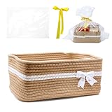 WYYFXY® Präsentkorb Leer Geschenkkorb Geflochtener mit Cellophantüten und Schleife, Korb Geschenk Baumwollseil Körbe für Geschenke, Feiertage, Geburtstage (Khaki)