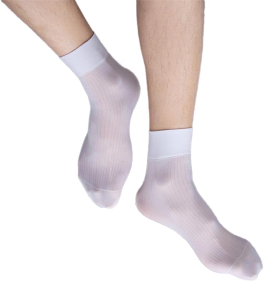 Men's Sheer Business Dress Socks Comfortable Breathable Elastic Formal Suit Short Tube Nylon Ankle Socks