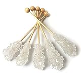 Barista Swizzle Sugar Sticks | Rock Candy Crystals | Individually wrapped | Great for Coffee Tea Matcha Cocktails | Amber, 50 Count | Made in the USA