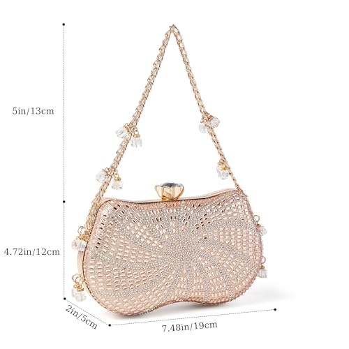 Image of Women Sparkly Rhinestone Clutch with Chains, Glitter Evening Handbag Purse Shoulder Bag for Wedding Party Prom