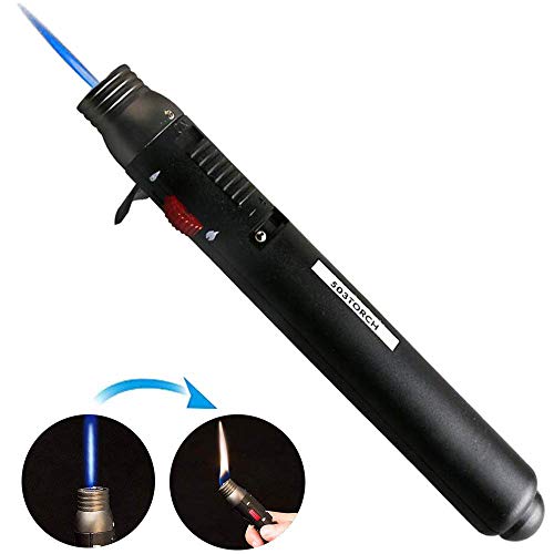 Portable Refillable Gas Lighter, Adjustable Torch Lighter Jet Flame Lighter for Outdoor Camping Baking BBQ Fireworks Gas Stove,Anti-Scalding Flameless Windproof Candle Lighter(Gas not Included)