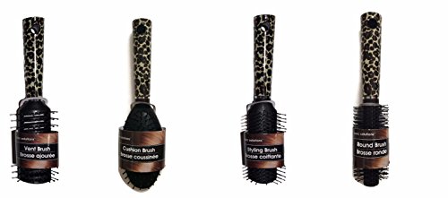 Leopard Print Hair Styling Brushes, 4-pc Set
