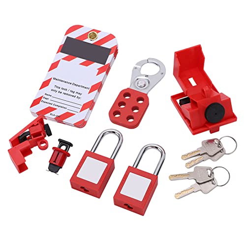 Circuit Breaker Lockout, Brass Cylinder Complete Set High Strength Portable Electrical Lockout Tagout Kit for Industrial Chemical