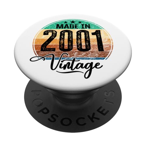 Birthday Vintage Año de nacimiento 2001 Cumpleaños Bday PopSockets PopGrip Intercambiable