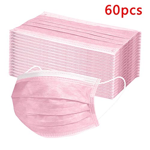Preisvergleich Produktbild KANGMOON Gesichtsvisier Einwegdruck / Schutzvisier Universal Gesichtsschutz / Face Bandanas,Protection, Anti-Haze Dust (Pink, 60)