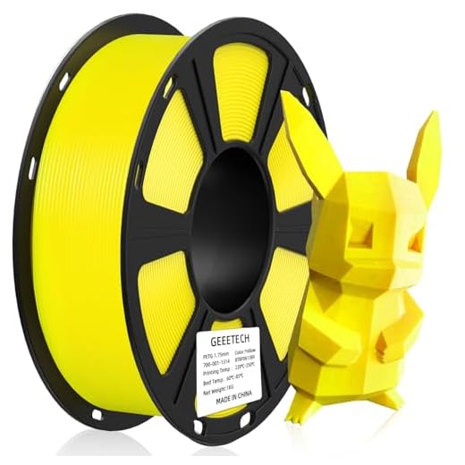 ⚡ Geeetech PETG Filament 1.75mm Yellow, 1 KG (2.2lbs) Spool 3D Printer Filament, High-Toughness, ±0.02mm Accuracy, Neatly Wound & Moistureproof, Non-Clogging Non-Stringing, Fits Most FDM Printers