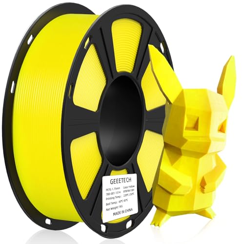 Image of Geeetech PETG Filament 1.75mm Yellow, 1 KG (2.2lbs) Spool 3D Printer Filament, High-Toughness, ±0.02mm Accuracy, Neatly Wound & Moistureproof, Non-Clogging Non-Stringing, Fits Most FDM Printers