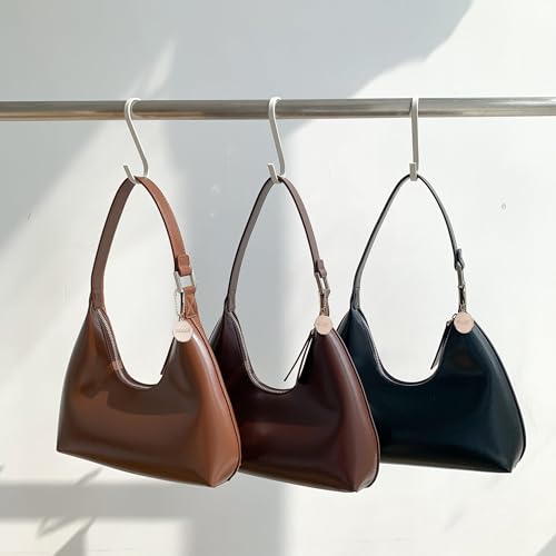 Image of JOLLQUE Shoulder Bag for Women, Small Leather Handbag Purse,Unique Trendy Zipper Hobo Bag