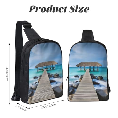Modern Seascape Picture Printed Chest Bag Dual Pocket Diagonally Chest Messenger Bag3