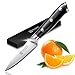 Produktbild PAUDIN Damast Schälmesser 9cm - Obst und Gemüsemesser Japanisches AU10 Küchenmesser mit ergonomischem schwarzem Micarta-Griff