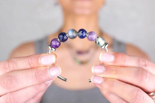 Cuentas redondas de labradorita Trollbeads abalorios de piedra natural gris 3