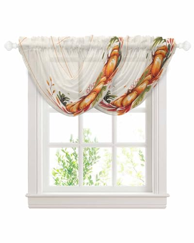 Waterfall Valance Curtains Thanksgiving Sheer Swag Valance for Window Treatments,