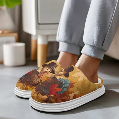 Thanksgiving Slippers for Women Men Soft Cozy Comfy Plush Lightweight Slip-on Indoor Outdoor Shoes Anti-Skid EVA Sole3