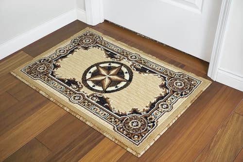 AllStar Rugs Brown 2x3 Western Cowboy Texas Star Floor Mat (2' 0