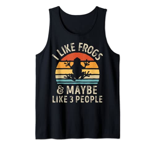 I Like Frogs and Maybe 3 People Frog Lover Retro Vintage Men Camiseta sin Mangas