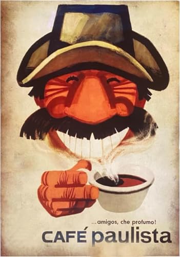 KUSTOM ART Poster da Parete Serie Pubblicità Retro' Caffè in Stile Vintage Senza Cornice Stampa Artistica su Carta Patinata 40x30cm