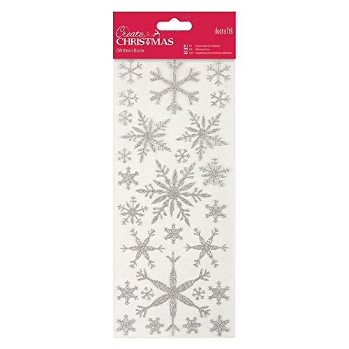 docrafts Glitterations Silver Snowflake Stickers, 0.06 x 11.01 x 29.24 cm