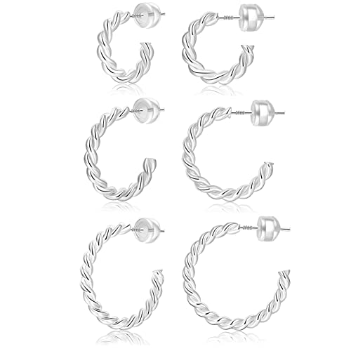 Verdrehte Goldene Creolen für Damen Twist Reifen Ohrringe Klein Offen Creolen 925 Sterling Silber Post Mädchen Vergoldete Hypoallergene Ohrringe Groß Cover