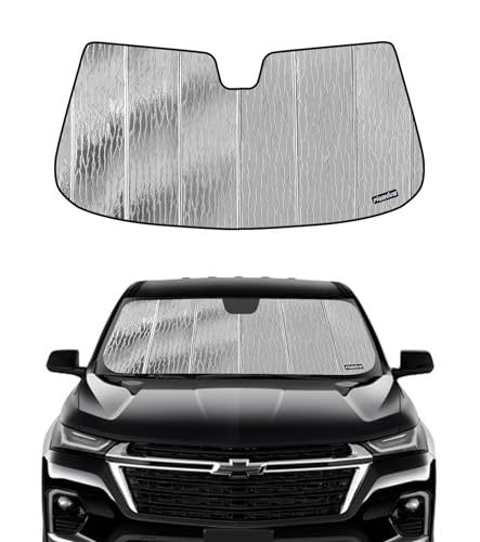 Windshield Sun Shade for Chevrolet Traverse 2018-2023,Traverse Limited 2024,Front Window Sunshade Shield,2-in-1 Reflective Sun Shade,Silver for Summer, Black for Winter