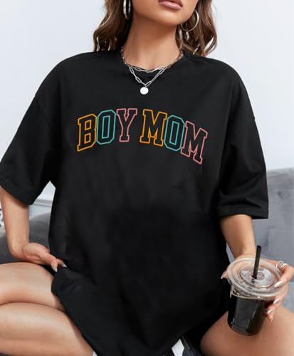 Boy Mom Shirt for Women Oversized Mama Tshirt Mom Lift T-Shirt Gift for Mom Casual Tee Tops2