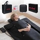 BTWS Far Infrared Sauna Blanket – Lightweight Portable Sauna with Adjustable Temperature Control (96-176°F), Hook and Loop Design, Low EMF Safe for Full Body Relaxation & Comfort with Support Pillow