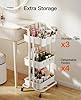 Pipishell 3 Tier Rolling Cart - Art & Craft Organizer Cart with Hanging Cups & Hooks - White Metal Storage Carts with Wheels Perfect for Craft Room, Office, Kitchen, Bedroom, Bathroom, Laundry Room #4