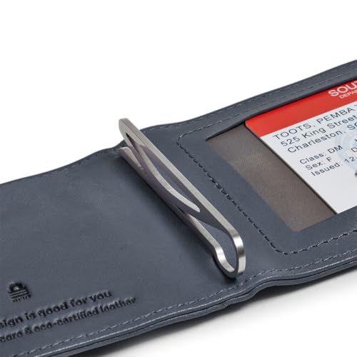 Image of Distil Union Wally Bifold 5.0 Slim Bifold Wallet for Men - Minimalist RFID Leather Wallet with ID Window, Pull Tab Card Holder & Money Clip - Holds 14 Cards & 30 Bills - Navy