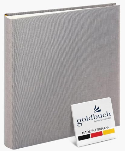 Goldbuch Summertime Trend 2 24606 Photo Album with 60 White Pages with Pargamine Dividers, Memory Album with Linen Cover, Photo Album for Gluing, Grey, 25 x 25 x 4 cm