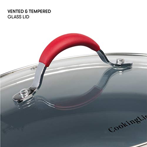 Cooking Light Allure Non-Stick Ceramic Cookware With Silicone Stay Cool Handle, 3 Quart Saucepan, Red #TOP4