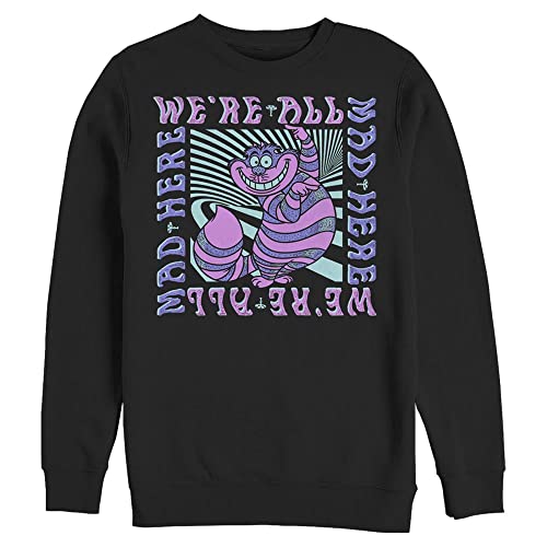 Pull en polaire noir ultra doux motif Mad Here Disney Alice au pays des merveilles coupe ample 5XL