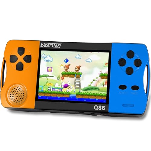 16 Bit Handheld Games for Kids with 3.2" IPS Large Screen Built-in 216 Retro Video Games Portable Gaming Player with Rechargeable Battery Mini Arcade Electronic Toy Gifts for Boys Girls (Blue+Orange)
