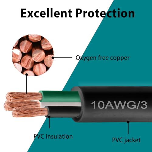 14/3 SOOW Wire 100FT, 14 AWG 600V SOOW Bulk Cable, 14 Gauge 3 Conductor Portable Power Cable, Extension Cord for Welder,Generator,Portable Light,Circuits,EV Car Charger,Motor Lead by Kimbluth - Used condition - Image 5