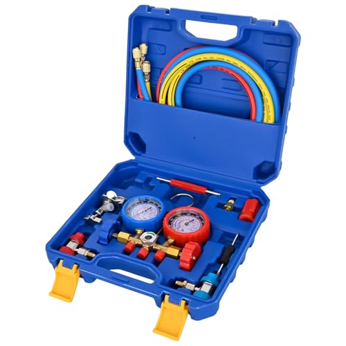 Nilight A/C Manifold Gauge Set Fits for R134a R12 R22 R502 3-Way Auto HVAC Diagnostic Gauges