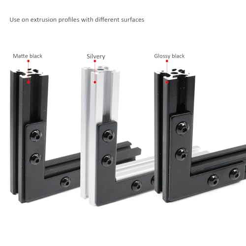 Image of 10 Sets 2020 Series Aluminum Extrusion Profile L Brackets Black Right Angle Joint Plate with M5 T Slot Nuts and Bolts Hardware for 2020 2040 V Slot Extruded Aluminum Connectors Accessories