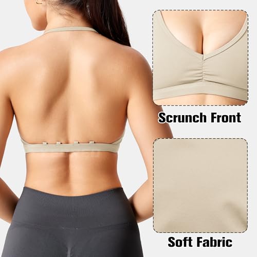 Image of YEOREO CoreFlex Workout Sports Bras for Women Padded Strappy Open Back Gym Bra Light Impact Criss Cross Yoga Crop Top