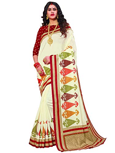 Image of AKHILAM Women's Silk Saree With Blouse Piece