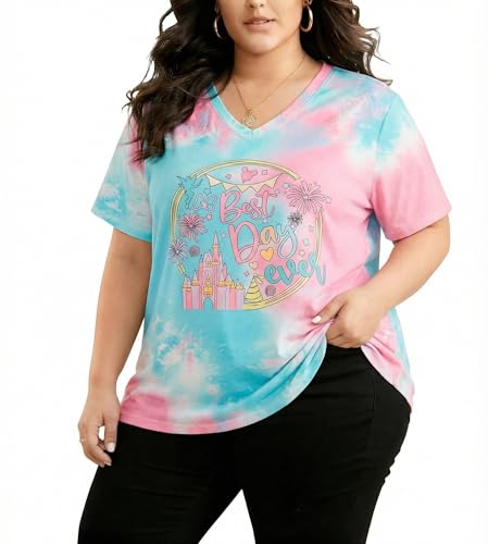 Image of NANYUAYA Plus Size Magic Shirts for Women Castle Kingdom Graphic Magical T Shirt Cute Holiday Princess Tee Vacation Tops