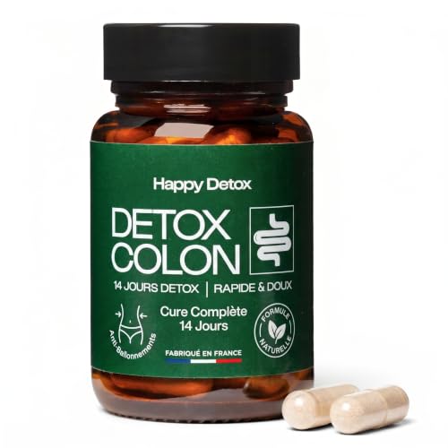Happy Detox - Cure Detox Côlon 14 jours - Ventre Plat & Anti-Ballonnements - Nettoyage Intestinal Naturel & Puissant - Elimination Toxines - Perte de Poids - Fabriqué en France