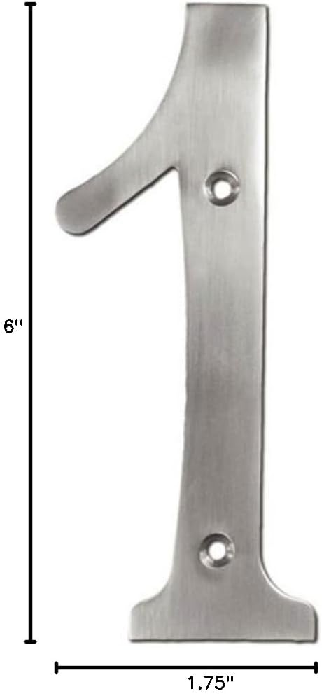 Deltana RN6-1 Solid Brass 6-Inch House Number 1 Board