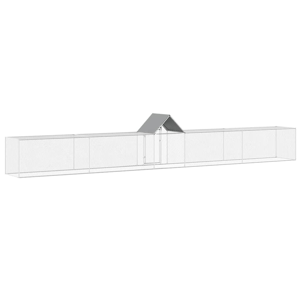 Gallinero de 9 x 1 x 1,5 m, acero galvanizado, gran recinto para gallinas, con puerta con cerradura y rejilla de alambre, para aves de corral, pollos, patos y gansos, color plateado