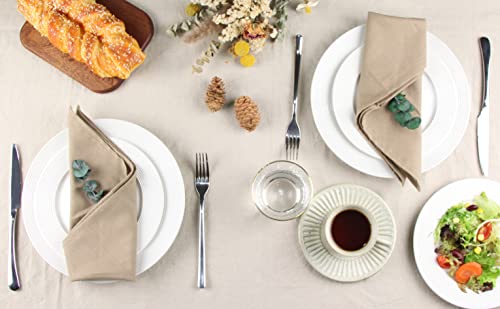 Infei Solid Color Cotton Linen Blended Thin Dinner Cloth Napkins - Set Of 12 (40 X 40 Cm) - For Events & Home Use (Khaki) #TOP4